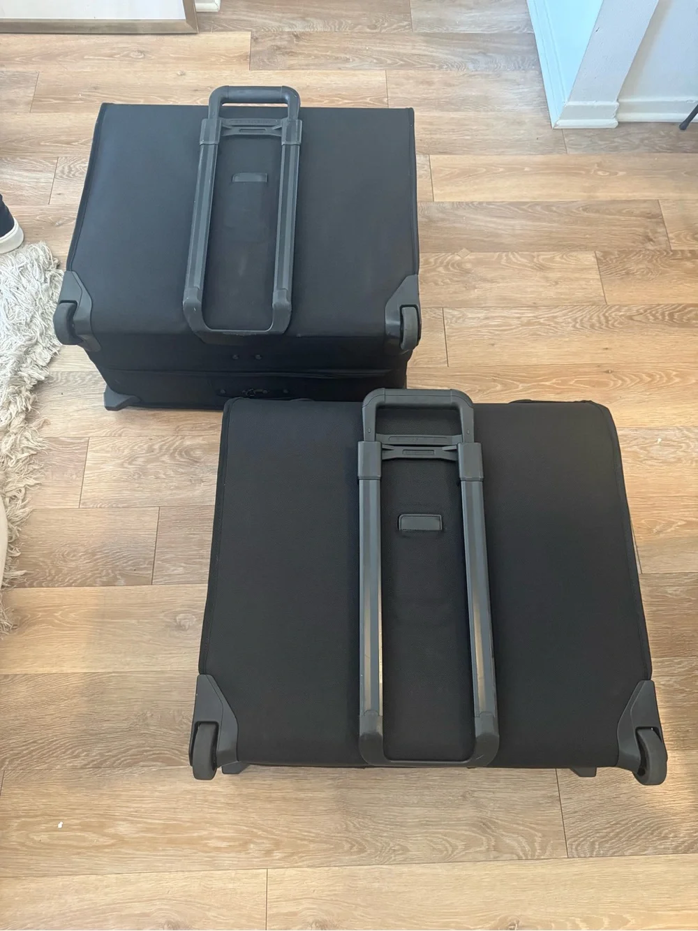 2 Briggs & Riley Black Rolling Garment Bags with Telescoping Handle